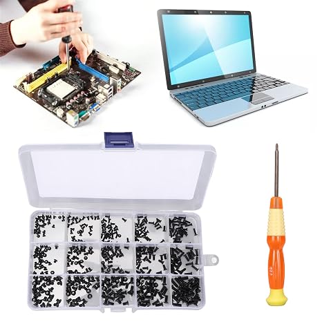 450 Pcs Laptop Screws Kit, 15 Sizes M2 M2.5 M3 with Storage Box | Includes M2, M2.5 and M3 screws in 15 sizes, 30 pcs each; labeled box keeps laptop and electronics repairs organized