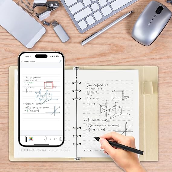 Smart Pen Notebook Set, Digital Smartpen for Real Time Digitization Sync Convert to Text, Bluetooth Notebook Smartpen for Note Taking Study Drawing, Compatible with