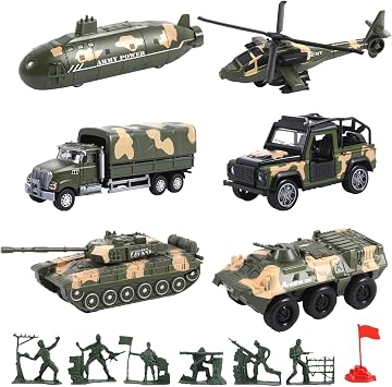 OTONOPI Military Truck Metal Diecast Army Armored for Boys Girls Pull Back Toy Model Car Treatment Transport Vehicle with Lights and Sounds
