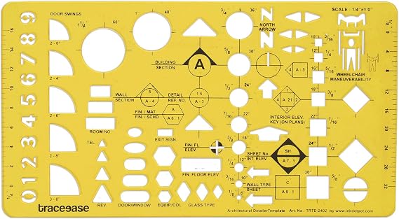Traceease Architectural Detailer Templates for Room/Door/Window Wheel Chair Interior Drafting Tool,1 Stencil