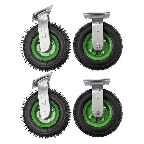 8" Pneumatic Swivel Caster Wheels Set of 4, Heavy Duty Industrial Rubber Wheels Inflatable Tires Bearing up to 220lbs for Garden Cart, Hand Truck, Lawn Cart