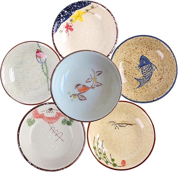 6PCS Sauce Dish, Ceramic Dipping Sauce Bowls,Small Bowl,Soy Sauce Dish Dipping Sauce Bowl,Sauce Plates Tiny Bowls for Condiments Sushi Dishes Soy Sauces Ketchup Snack Side Dishes Set of 6