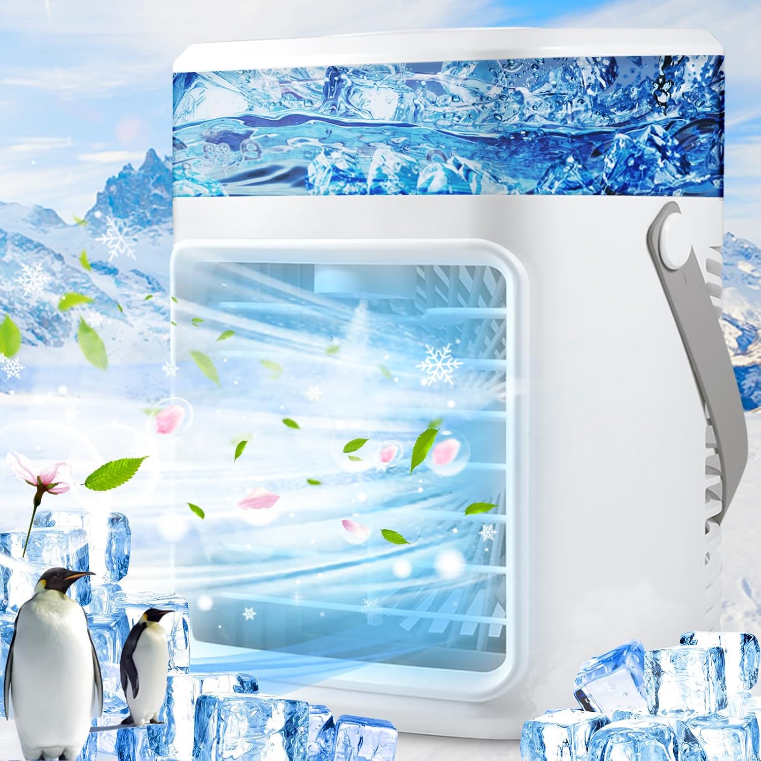Portable air Conditioners - Rechargeable Personal AC Unit Evaporative Cooler with 3 Speeds, Timer, LED Lights & Aromatherapy, Mini air Cooling Fan for Bedroom Home Office