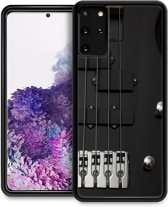 CARLOCA Compatible with Samsung Galaxy S20+ Plus Case,Guitar Bass Strings Black Identity Graphic Design Shockproof Anti-Scratch Hard Acrylic Case for Samsung Galaxy S20+ Plus