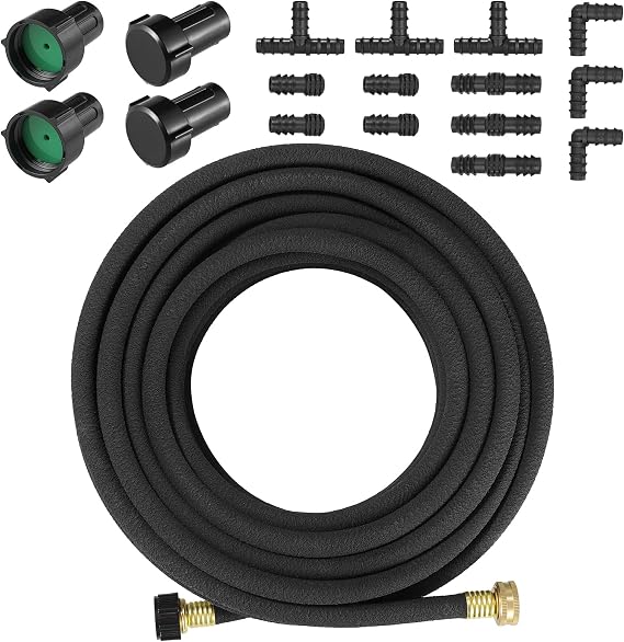 TLGREEN 100ft 1/2" Heavy-Duty Soaker Hose Kit with Solid Brass Connectors