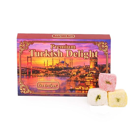 Turkish Delights Candy Gift Box Assorted Turkish Delight Lokum, Traditional Turkish Food Sweet, Gourmet Lokum Candy, 7.05 oz (200g) (Mixed-Sultana)