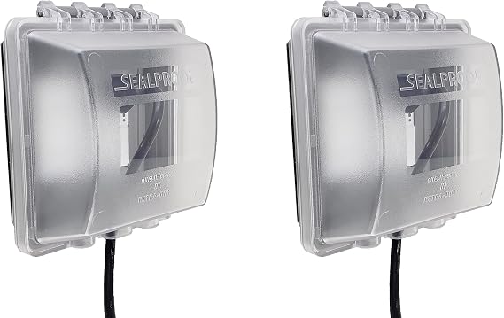 Sealproof 2-Gang Weatherproof Lockable In Use Electrical Power Outlet Cover, Two Gang, UL Extra Duty Compliant, 45-in1, Plastic Clear Frost