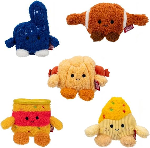 BumBumz 4.5-inch FundayBumz Plush 5-Pack - Tortilla Chip, Jar of Nacho Cheese, Pig in A Blanket, Fan Finger, and Football - from The Makers of Original Squishmallows