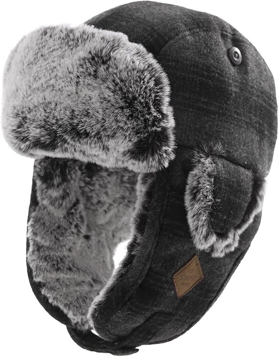 Comhats Winter Wool Trapper Earflap Hat for Men Women with Faux Fu