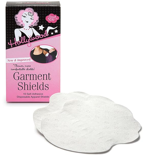 Hollywood Fashion Secrets Sweat Shields for Under Arms, Sweat Pads 10 Count | Disposable Under Arm Sweat Pads for Preventing Embarrassing Underarm Sweat, Wicks Perspiration from Underarms