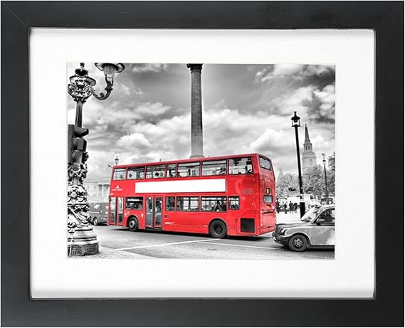 BOJIN 8x10 Picture Frames Black, Solid Wood Display Pictures 6x8 with Mat or 8x10 Without Mat, Table Top Home Decoration or Wall Hanging Photo Frame