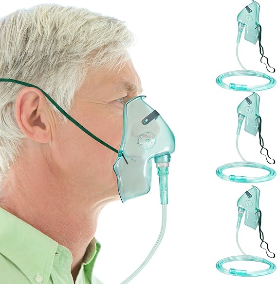 3 Pack Oxygen Masks for Face Adult, XL Sleeping Oxygen Mask, No Cup, Green