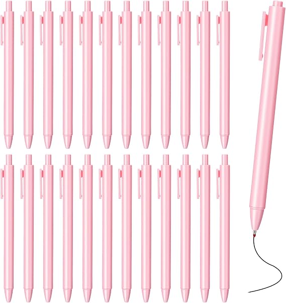 25 Pcs Aesthetic Ballpoint Pens, Cute Ball Point Pen Pink 0.5mm for Server
