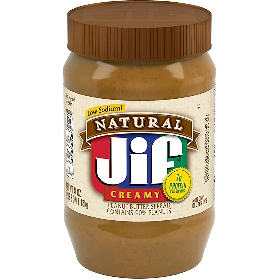 Jif Natural Creamy Peanut Butter Spread Contains 90% Peanuts, 40 Ounces