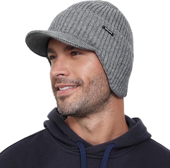 Wmcaps Winter Hat with Ear Muffs Knitted Hat for Men Thick Warm Lining Wind and Cold-Resistant Ski Ear Protection Gifts for Men Women Girlfriends
