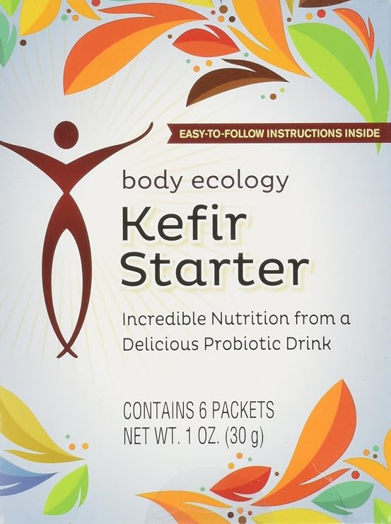 Body Ecology Kefir Starter | Nutritious Probiotic Drink | Aids in Optimal Digestive Health | Non-GMO | Gluten-Free and Vegetarian | 6 Packets