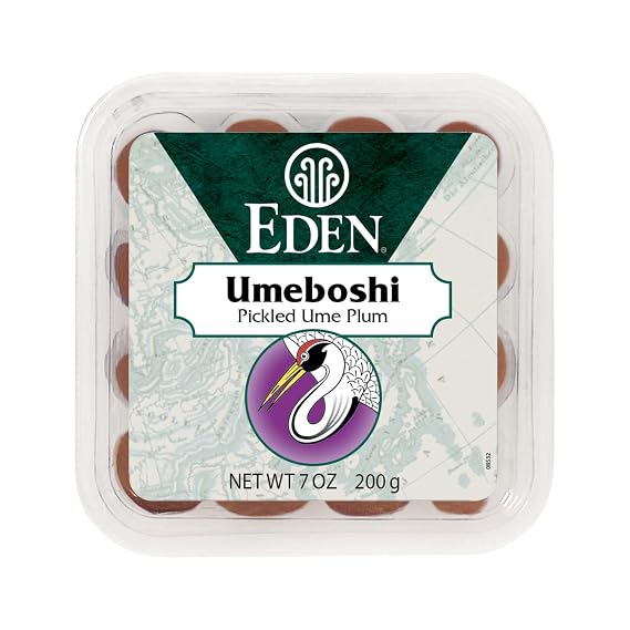 Eden Umeboshi Plum, Japanese Pickled Plum, Wakayama Grown, Whole, Traditionally Made in Japan, No MSG, No Chemical Additives, 7.05 oz