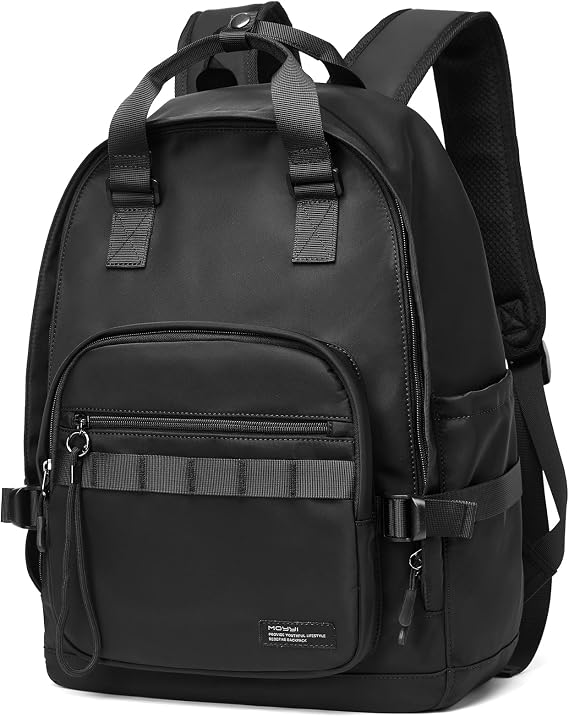 Black Backpack for Men with 16 Inch Laptop Compartment, 19L Day Backpacks Waterproof Daypacks for Travel Work College