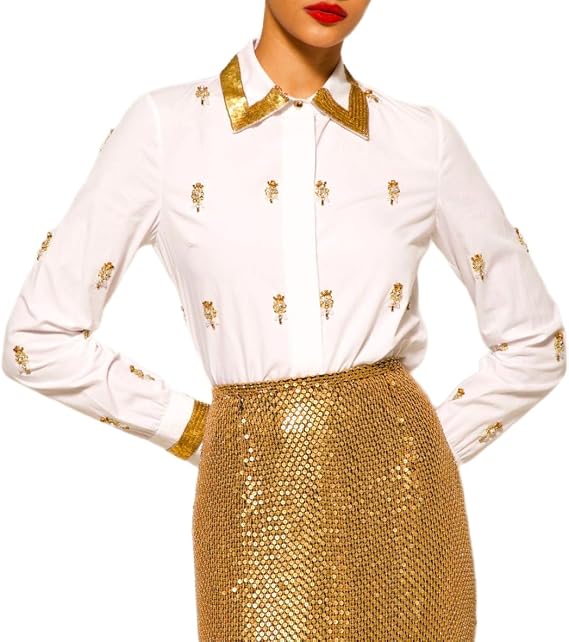 Hand Embroidered Button Down Blouse