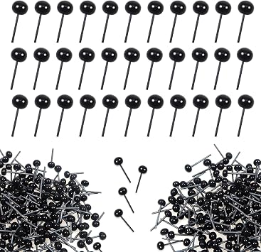 TOAOB 300pcs Black Glass Safety Eyes Set 5mm Small Black Beans Needle Type Glass Eyes Balls Doll Eyeballs on Wire for DIY Doll Plush Animal Puppet Needle Felting Sewing Decoration Crafts