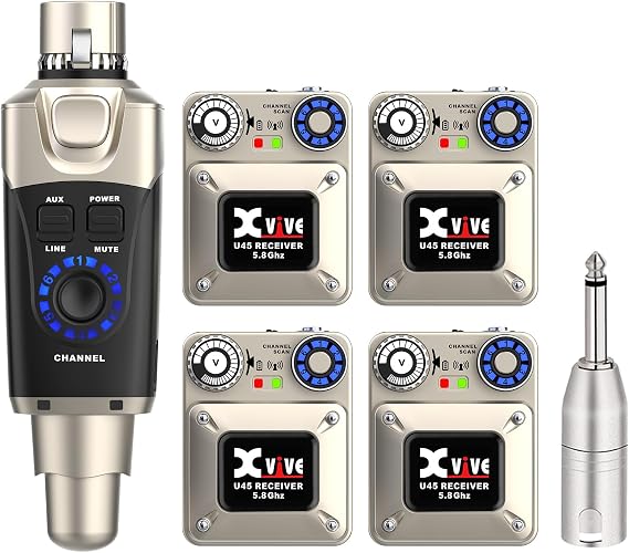 Xvive U45R4 Wireless in-Ear Monitor System Set with Four Receivers(5.8 GHz)