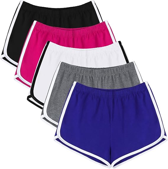 URATOT 5 Packs Soft Comfy Booty Cotton Workout Pants Breathable Lounge Dolphin Shorts Cycling Hiking Pants for Women