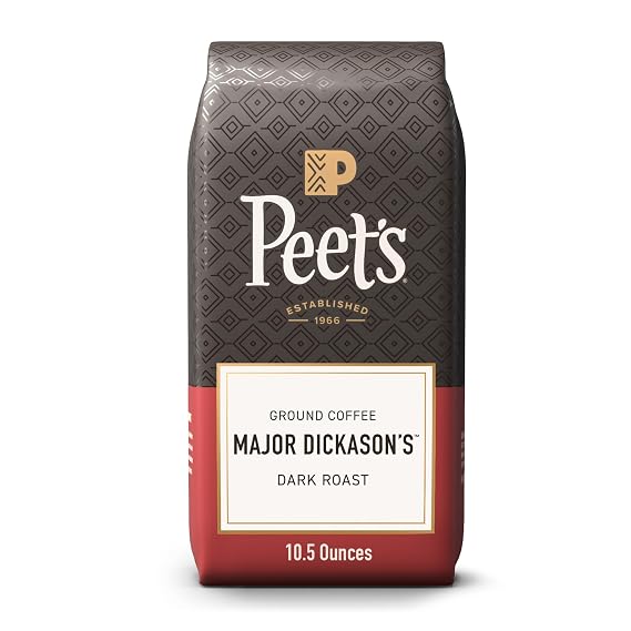 Peet's Coffee Ground Coffee Dark Roast, Major Dickason's Blend, 10.5 Ounces