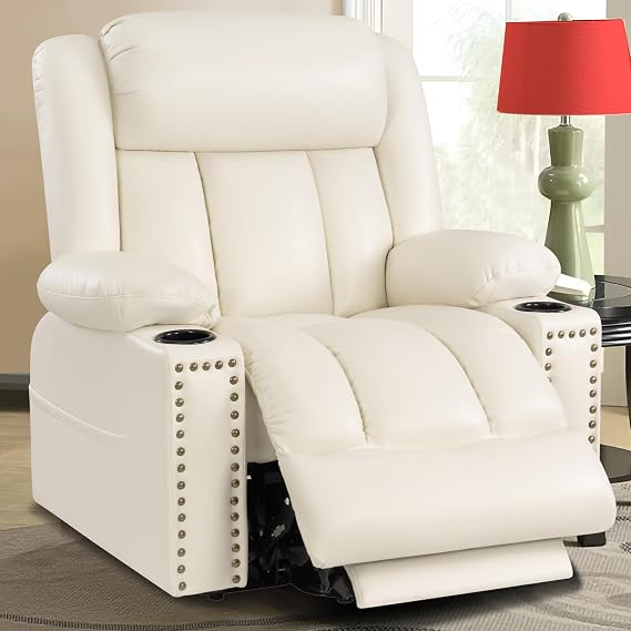 Triple Motor Large Power Lift Recliner Chair for Elderly with Heat and Massage, Lay Flat Lift Chairs for Seniors Infinite Position, Extended Footrest, USB Ports Beige