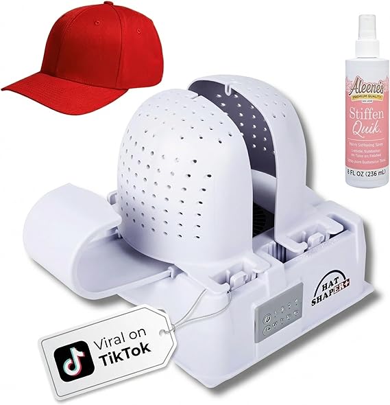 Danyco Adjustable Hat Shaper Machine with Stiffening Spray - Baseball Cap Shaper - Care Tool for Caps, Snapbacks, Fitted Hats - Fan Drying Tech for Shape Restoration & Preservation - Hat Gifts for Men
