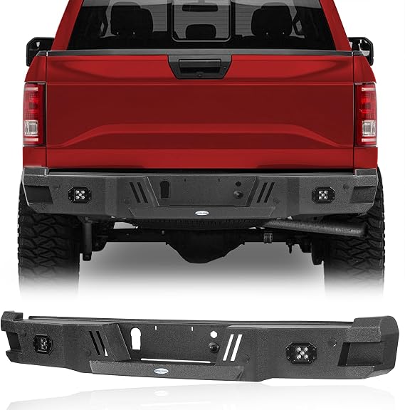 u-Box 2020 F150 Rear Bumper Steel Back Step Bumper w/LED Lights for Ford F-150 2018 2019 2020 Pickup Trucks (Excluding Raptor), Compatible with Factory Backup Sensors