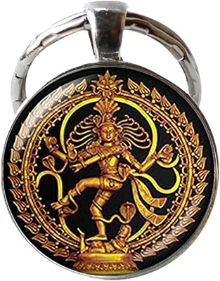 KWYUT Golden Buddha Keychain Lord Shiva Keychain Dance of Destruction Jewelry Hindu Deity Amulet Accessories