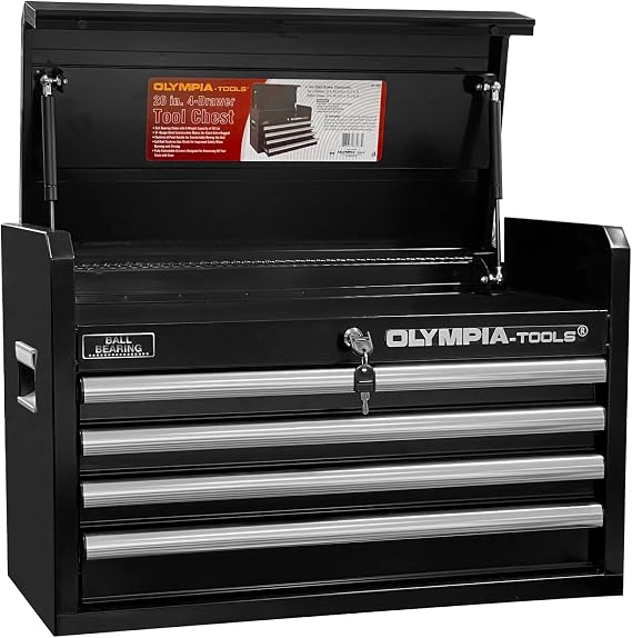 Olympia Tools 26-Inch 4-Drawer Portable Tool Chest Organizer Box, Black