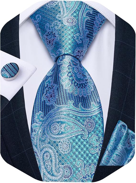 DiBanGu Paisley Silk Tie Set Woven Floral Necktie for Men