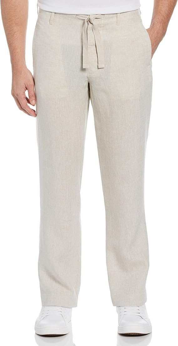 Perry Ellis Men's 100% Linen Drawstring Pants With Pockets, 32"/36" Inseams, Lightweight (Available in Big & Tall)