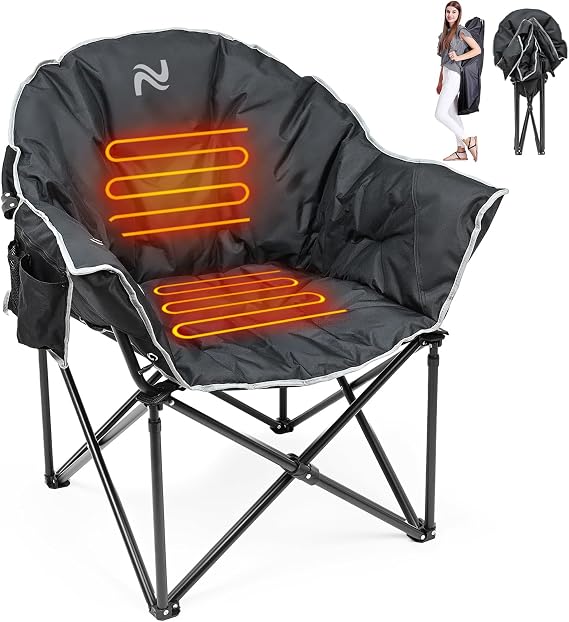 LILYPELLE Oversized Heated Camping Chair, Patio Lounge Chair, 3 Heat Levels