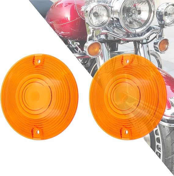 Flat Turn Signal Light Amber Lens Cover 3.25" Fit For Harley Touring Road King Electra Glides Ultra Glide Road Glide Street Glide 1986-up 2pc