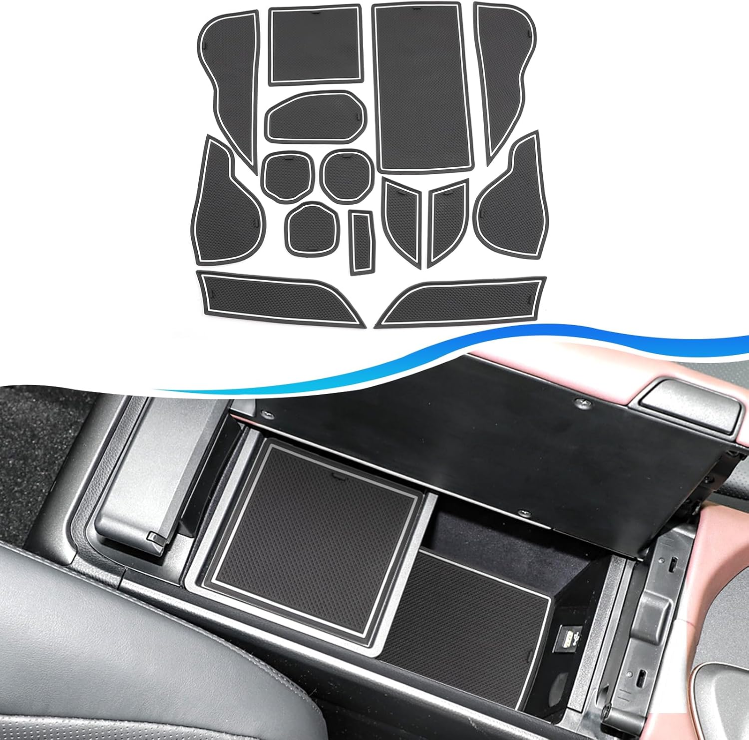 SXCY for Toyota Crown Signia Accessories 2025 Cup Holder Inserts Liner 2024 2025 Crown Signia Door Slot Mats Crown Signia Accessories 2024 2025 Crown Console Liners Anti-dust Waterproof Mat White