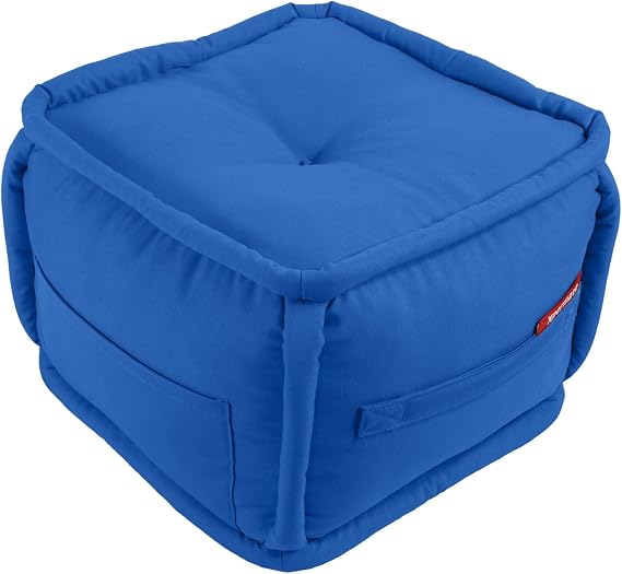 XPERMATE PuffyMod Dekoratif Kare Puf Orta Sehpa Ayak Uzatma Puf 40x32 cm (Mavi)