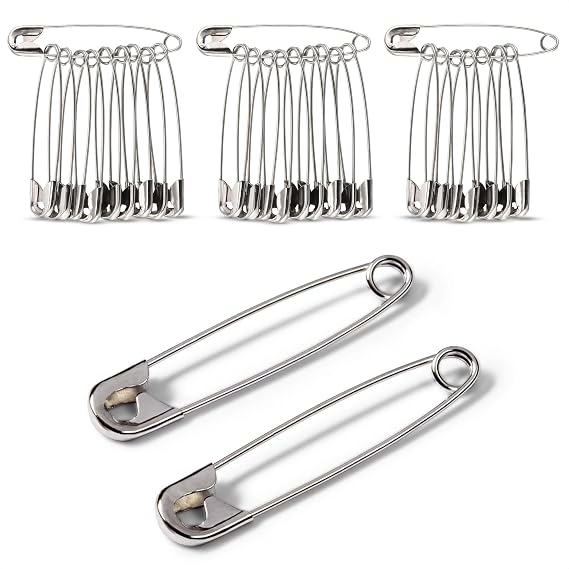 Extra Large Safety Pins 3 Inch, 30 Pack Stainless Steel for Sewing