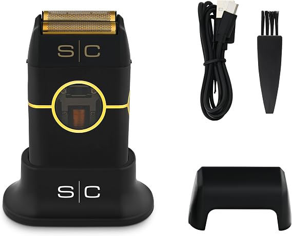 Stylecraft Instinct Metal Professional Foil Shaver by Gamma+ | Cordless Beard & Hair Shaver for Men | 150-Min Runtime | USB-C Charging | Hypoallergenic Foil | Full Metal Body (Black)