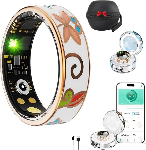 2025 Oracle Smart Ring for Women, Rose Gold Enamel Health & Fitness Tracker Ring with Heart Rate, Sleep Monitoring, Step Counter, Sports Modes, IP68 Waterproof (#9)