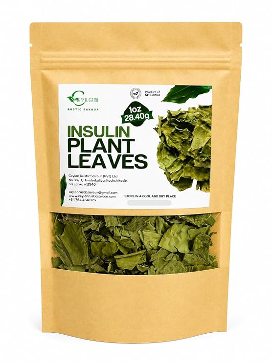 Ceylon Rustic Savour Dried Insulin Plant Leaves, Costus Igneus Loose Leaf Herbal Tea, 1 oz, Planta de Insulina, Resealable Pouch, Product of Sri Lanka