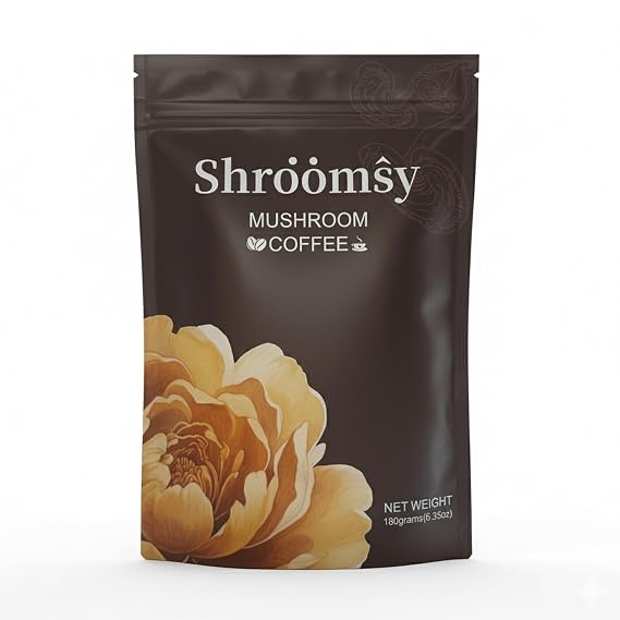 SHROOMSY Mushroom Coffee 6 Adaptogenic Mushroom Superblend (Cordyceps, Reishi, Shiitake, Lions Mane, More) With MCT Oil & Coconut Milk