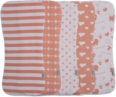 Maiwa 5 Pack Burp Cloths Baby Boy & Girl Soft Absorbent Burping Cloths for Babies, Newborn Spit Up Rags, Infant Towels, Unisex, Large 18.5 x 8.6 Cloud