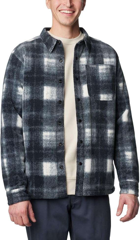 Columbia Men's Steens Mountain Printed Shirt Jacket II, Chalk Omblur, 6X Big