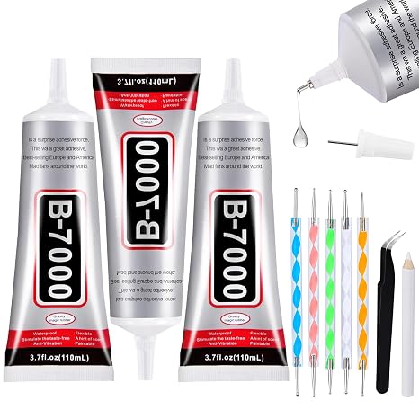 3 PCS 110ml B7000 Rhinestone Glue Clear, Bedazzling Glue for Craft, Jewelry