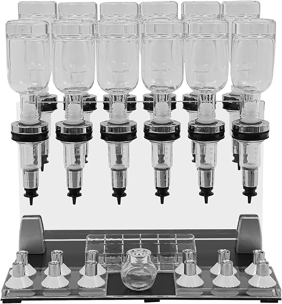 Manual Perfume Dispenser,Liquid Filling Machine with 12 Bottles Perfume Transfer Kit,0.2Qt Adjustable Desktop Pump Bottle Dispenser,Perfumes Decanter Kit for Fragrance, Liquor