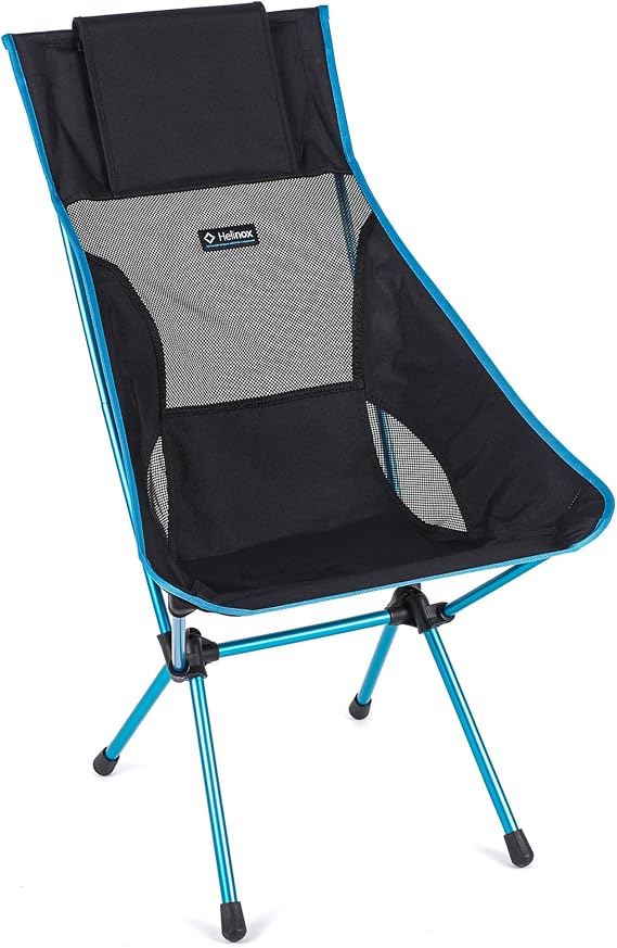 Helinox Sunset Chair Lightweight High-Back Collapsible Camping Chair Black, 3.4Ibs Outdoor Chairs, Picnic Chair, Portable Camping Chair, with Side Pockets