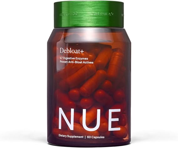 The Nue Co. Debloat+ Supplement - Vegan & Gluten Free Digestive Supplement for Bloating, Gas & Abdominal Discomfort - Debloat Pills for Gut Health & Immunity - 60 Capsules