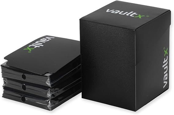 Vault X Large Deck Box with 150 Black Sleeves fits 100+ Cards (Black)